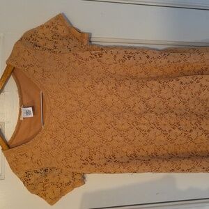 Chic Lace Tan Mini Dress